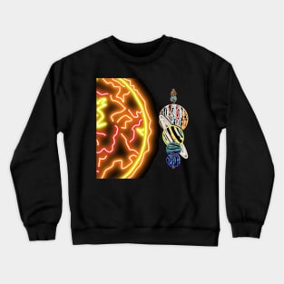 Electric Solar System Almost to Scale Neon Sun and Planets Crewneck Sweatshirt